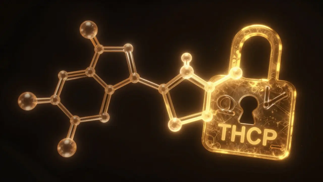 Porovnání molekul THC a THCP s různě dlouhými řetězci
