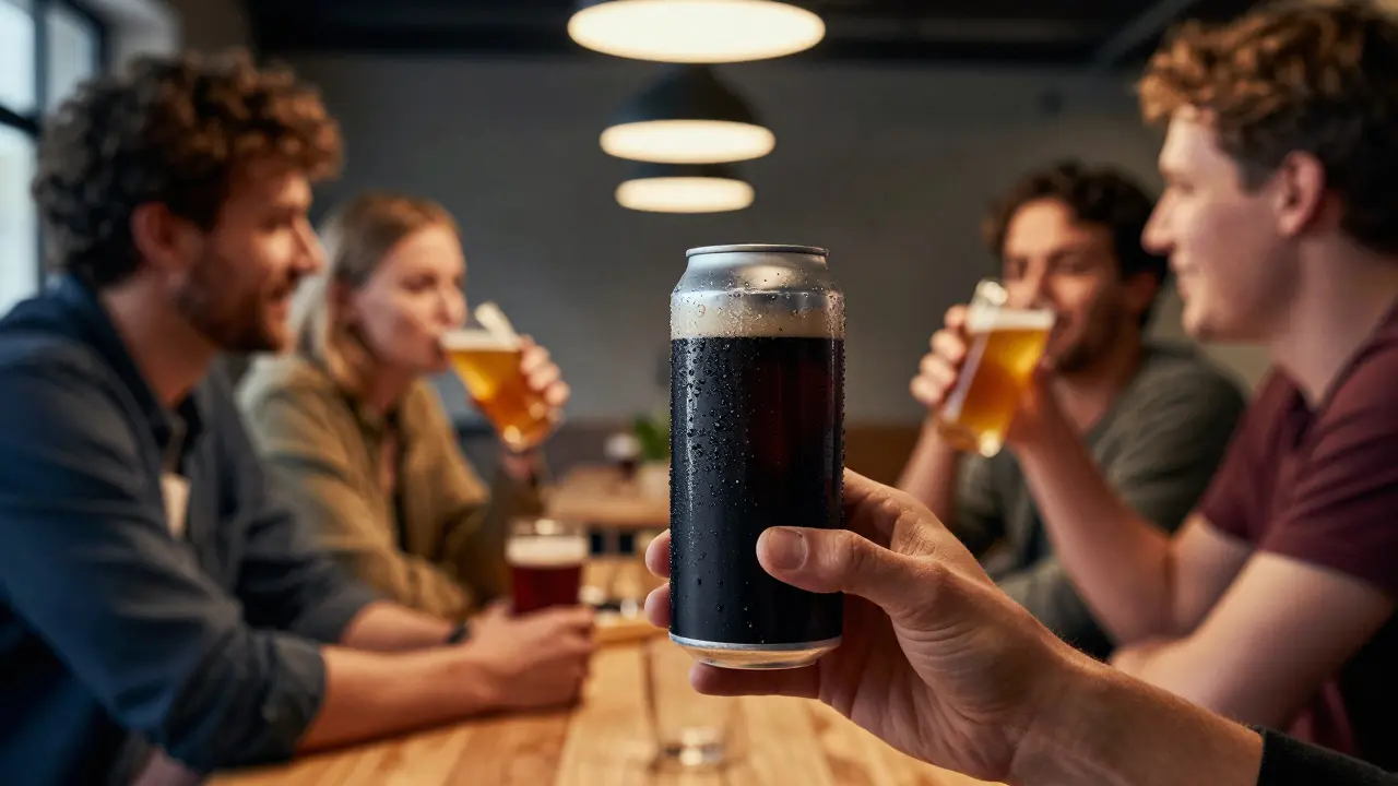 Přátelé užívaní si relaxace s konopným pivem v moderní pivnici