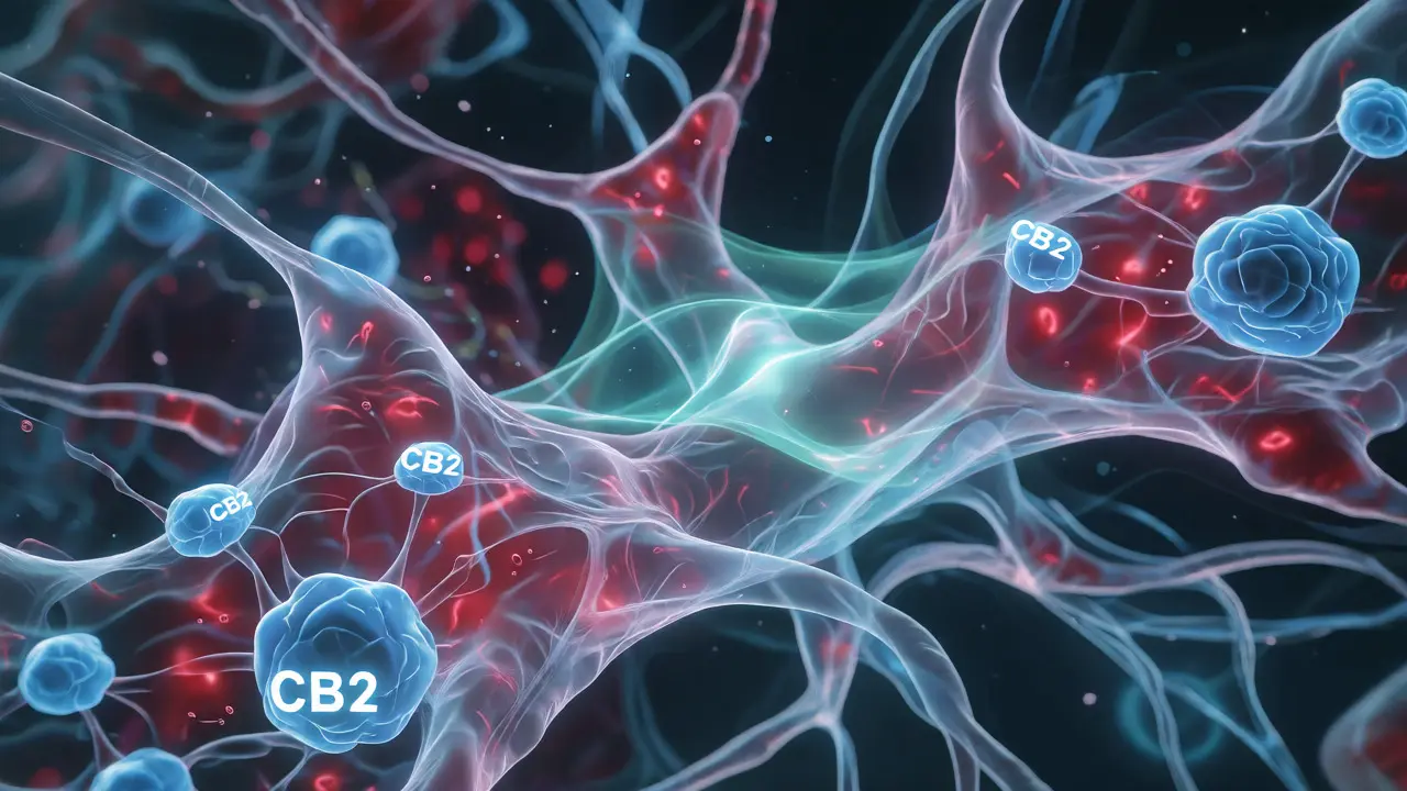 Abstraktní vizualizace endokanabinoidního systému s receptor CB2